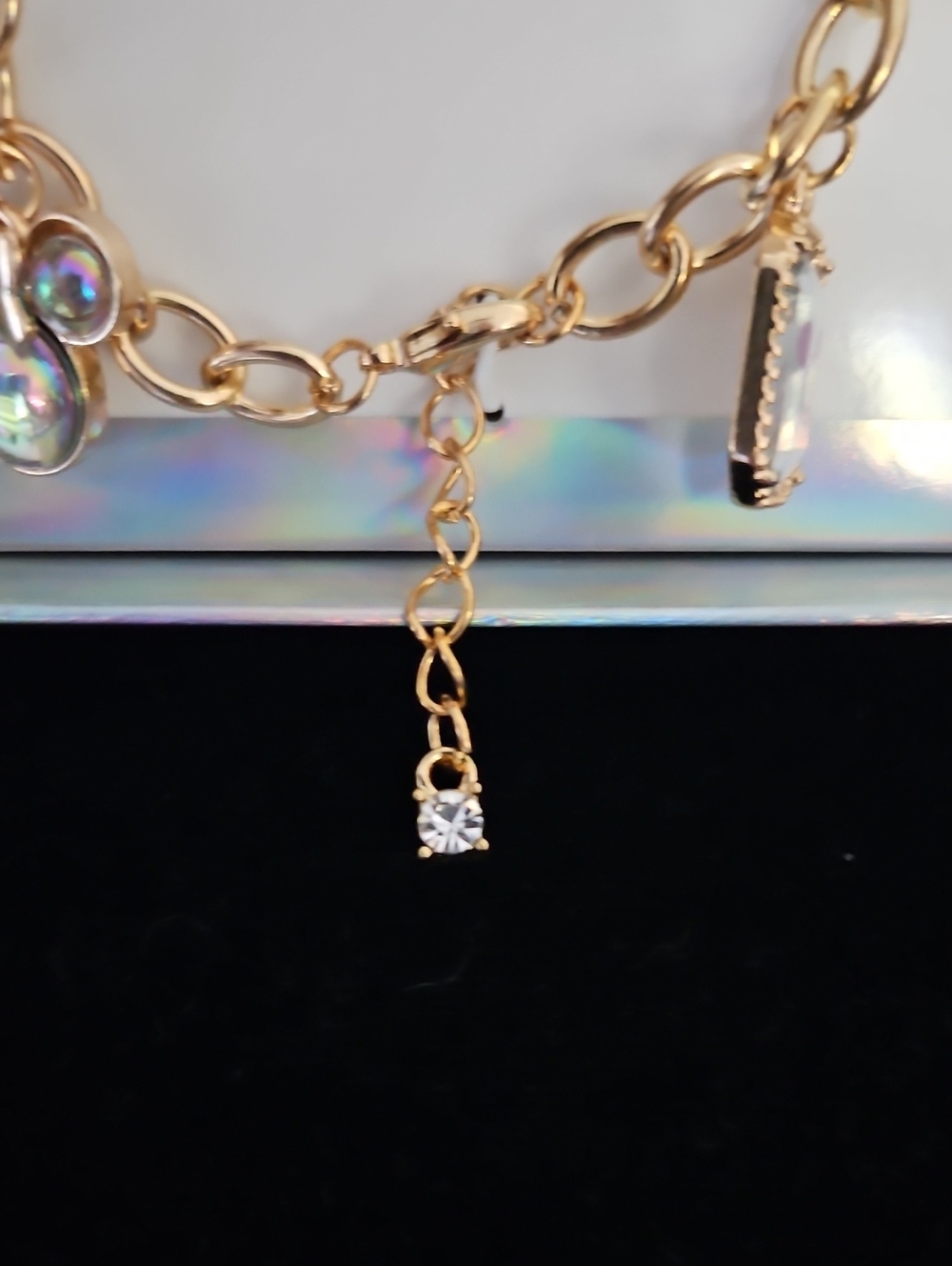 Disney Gold-Tone Charm Bracelet with Micky, Star & Pearl Charms, NIB, GIFTABLE! - Picture 6 of 7